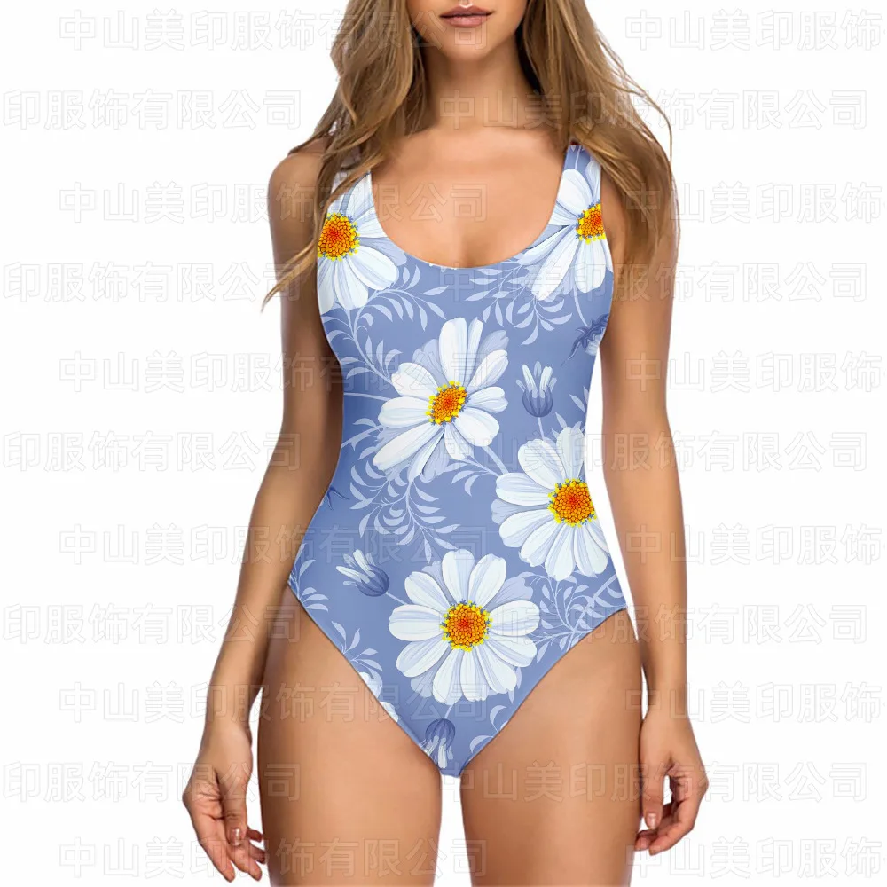 

Cross-border popular swimsuit with chest pad European and American large size 3D printed one-piece swimsuit floral vest
