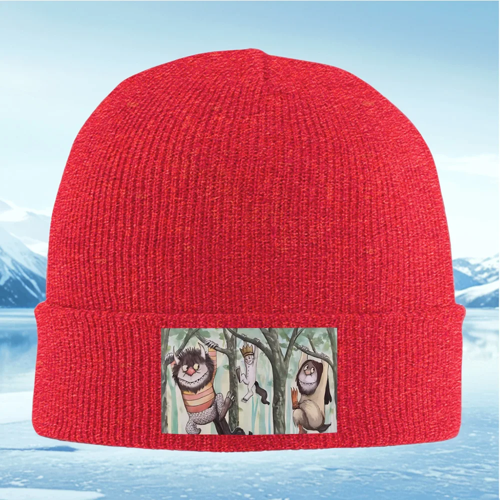 Cose selvagge arrampicata albero stile cartone animato Uomo Donna Cappello lavorato a maglia unisex Beanie Pullover Berretto invernale termico caldo Natale all'aperto C