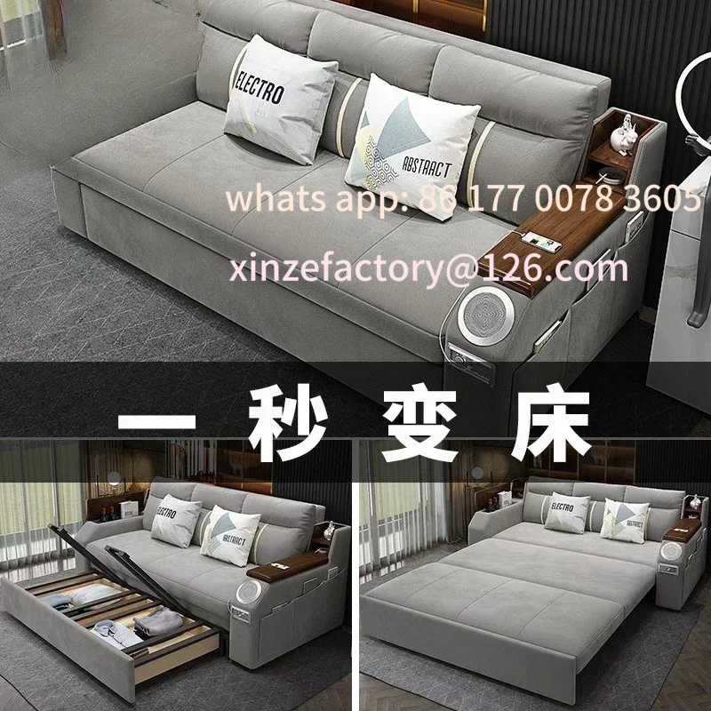 سرير أريكة فردي ومزدوج قابل للطي من الخشب الصلب متعدد الوظائف وقابل للتخصيص