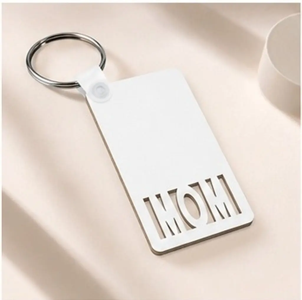 6Pcs Sublimation Mom Sign Keychain Blank DIY Heat Transfer Double Side Sublimation Blanks Keyring Decorative Craft Supplies Key