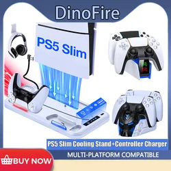 DinoFire S4000 For PS5 Slim Disc/Digital Dual Fast Charging Cooling Stand Vertical Cooling Station For PlayStation 5 S4000