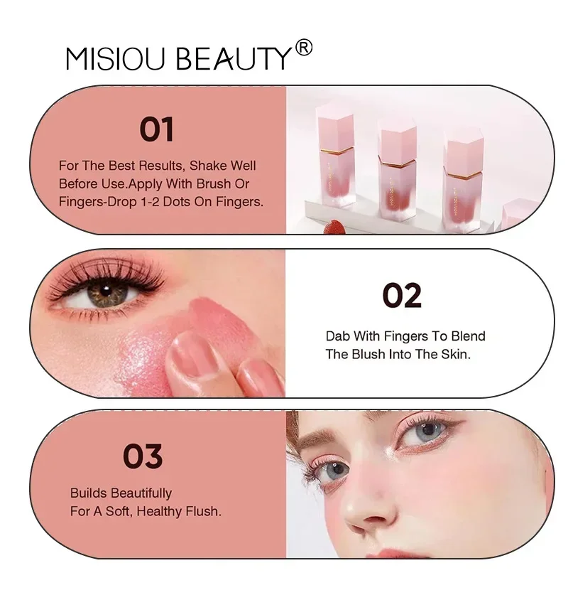 Heallor 6 Colors Liquid Blush Waterproof Multi-purpose Facial Nourishing Blush Stick Cheek Natural Blusher Cute Korean Makeup fo