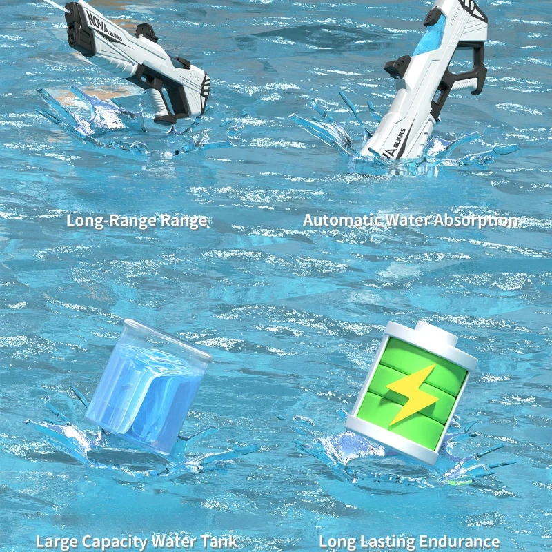 Pistola per spruzzi d'acqua potente automatica ad alta pressione da 12 m Pistole per spruzzi d'acqua elettriche continue ad alta capacità Giocattoli regalo di compleanno