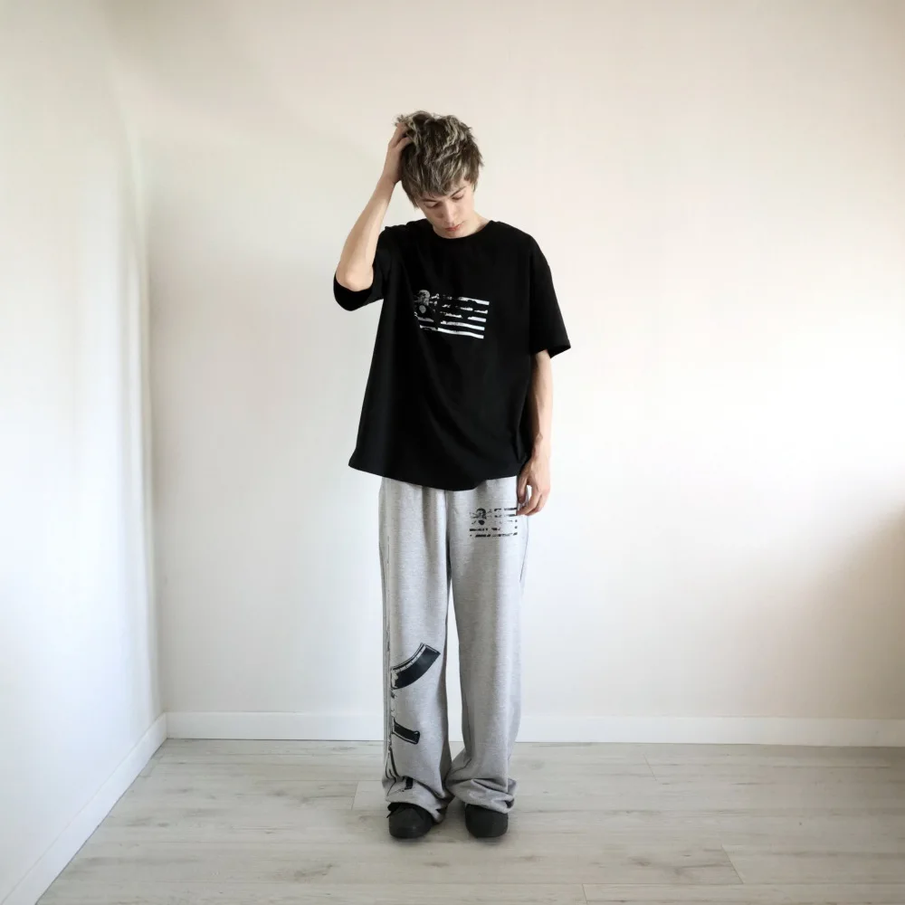 

2026, уличная одежда для пар в европейском и американском стиле, спортивные брюки с двойным поясом и вышивкой, свободный крой, мужские и женские повседневные брюки, оптом