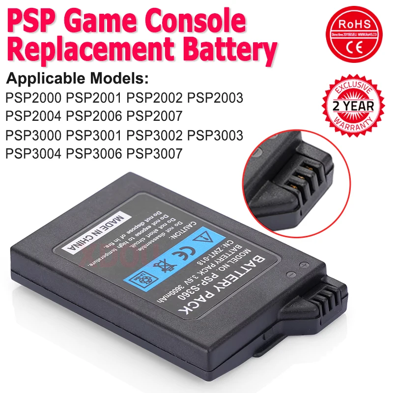 Batería integrada de 3,6 V y 3600mAh para consolas de juegos Sony PS Lite PSP 2. ° PSP-3004 PSP-2000 PSP-3000, batería potente de repuesto para Host
