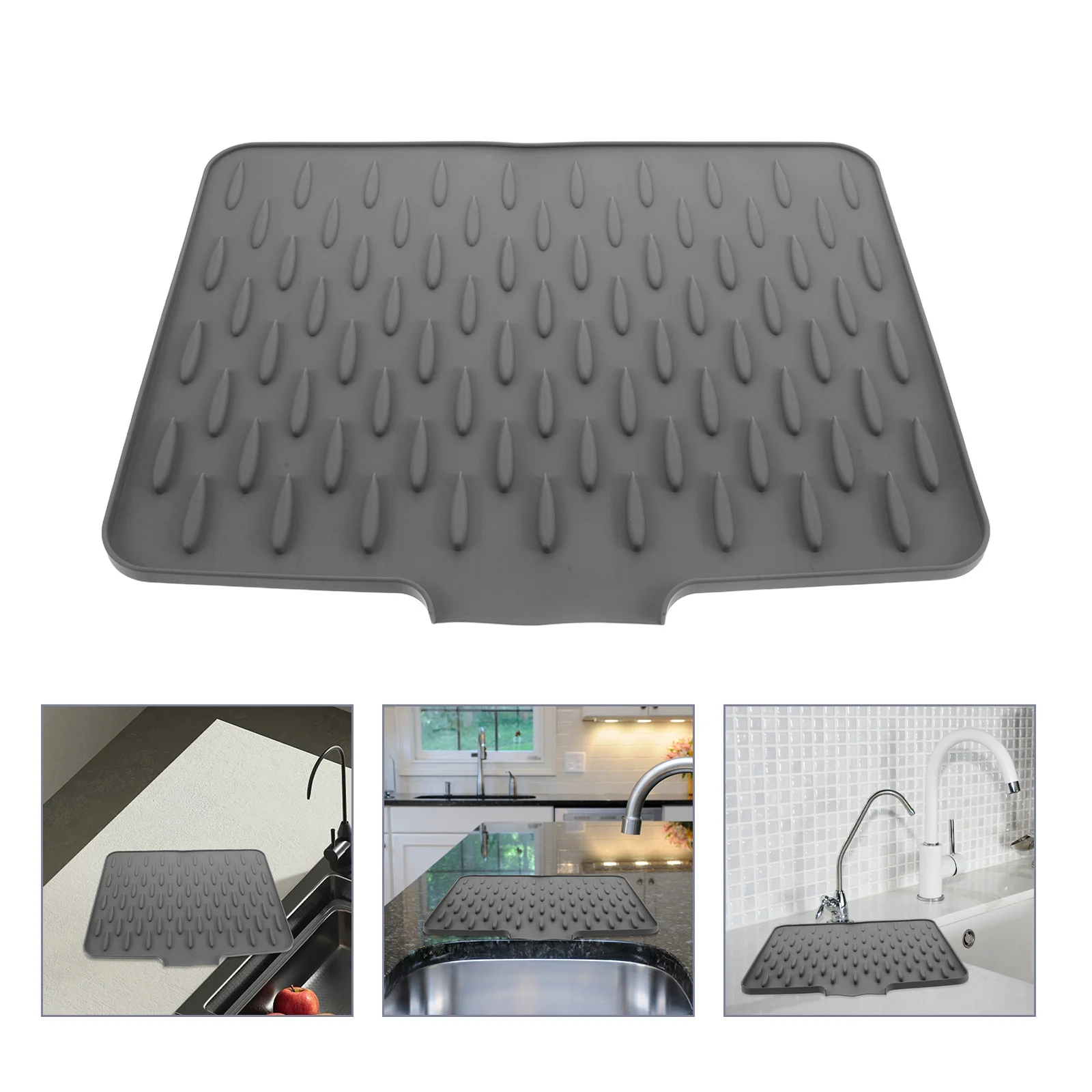 

Kitchen Drying Silicone Drainage Pad Raised Lip Inclined Non- Dry Heat Resistant For Sink Counter Dish Draining Mat
