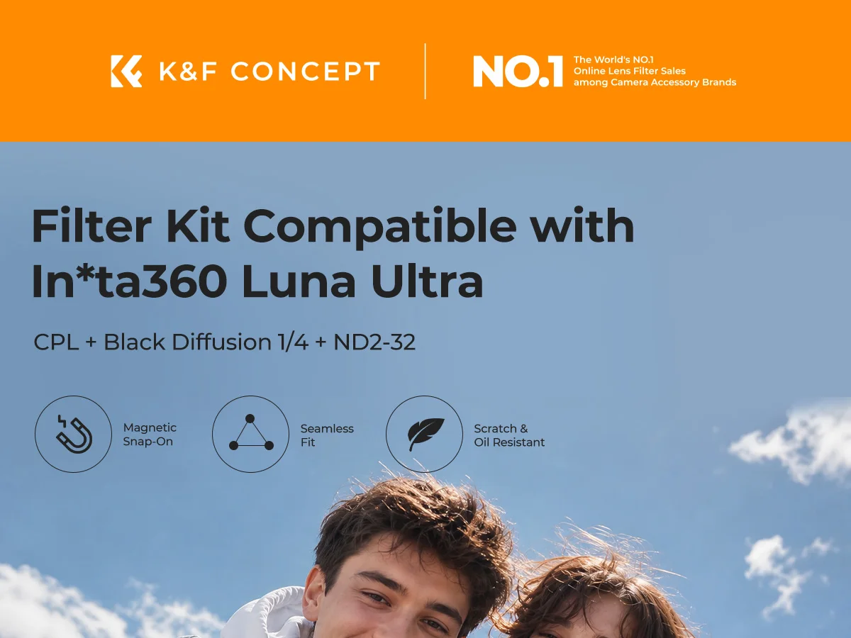 K&F CONCEPT ND Filters for Insta360 Luna Ultra Magnetic Filter UV CPL Black Mist 1-4 Variable Neutral Density Lens Filters