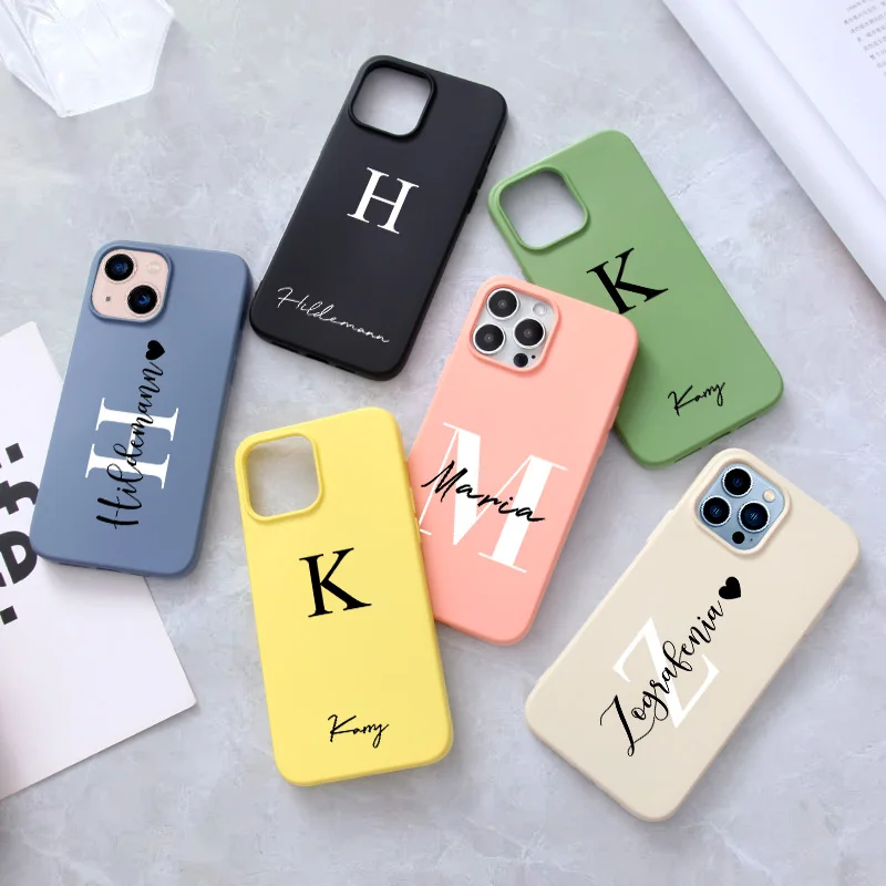 

Custom Personalized Initial Name Liquid Silicone Case for iPhone 13 12 11 Pro Max 7 8 Plus X XS XR Phone Cover for iPhone 13 Pro