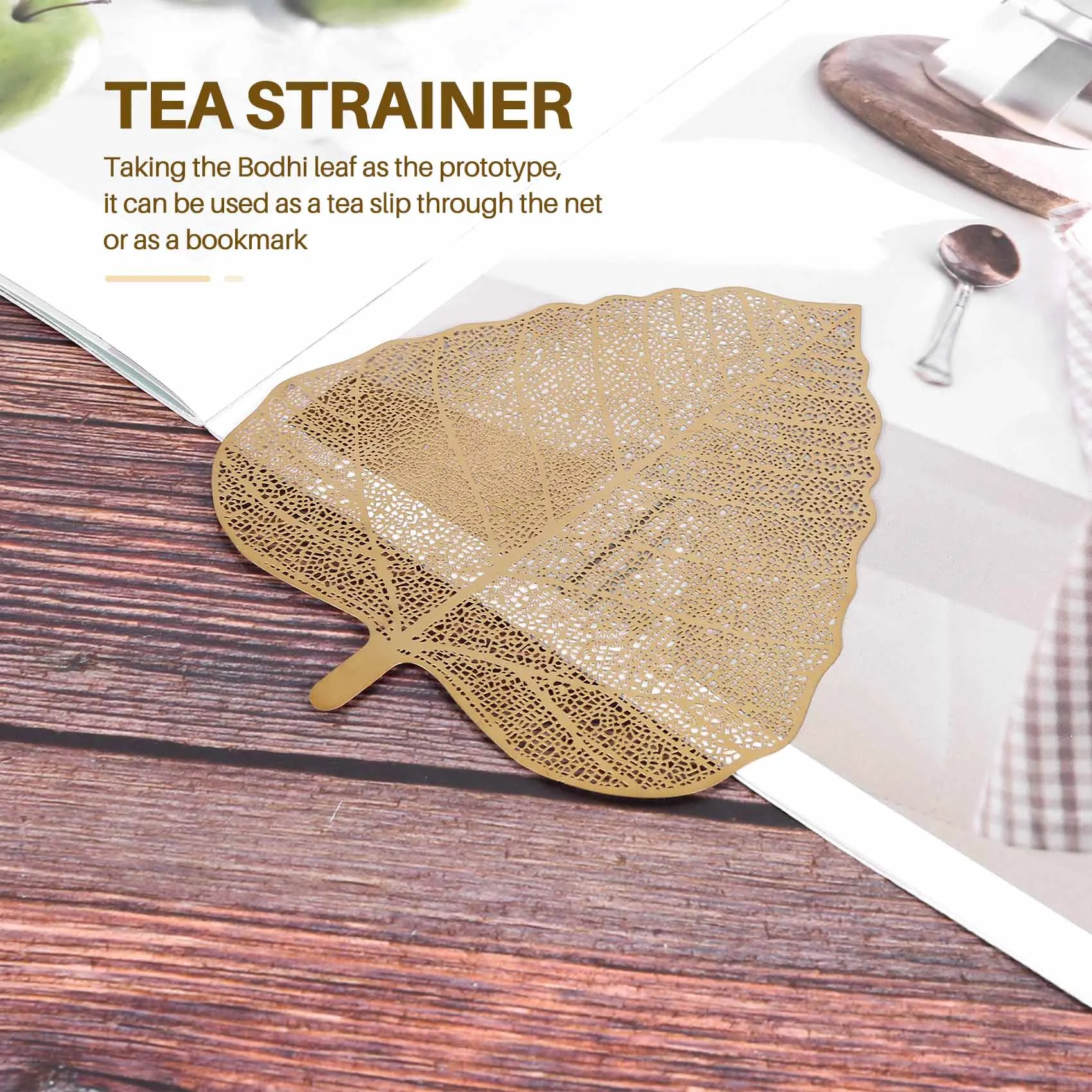 New Stainless Steel Handmade Leaf Shape Tea Strainer, Tea Infuser , Tea Filter, Perfect for Loose Leaf Tea (Gold) SQ