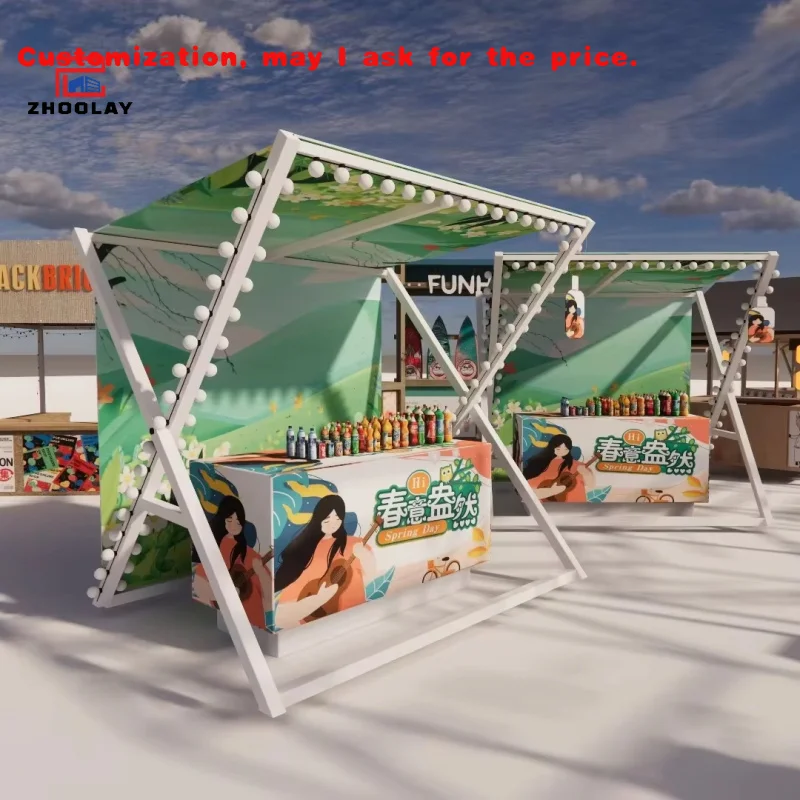 

custom.Mobile Outdoor Shop Cart On Wheels Night Market Cup Cake Stall Support Customization Sales