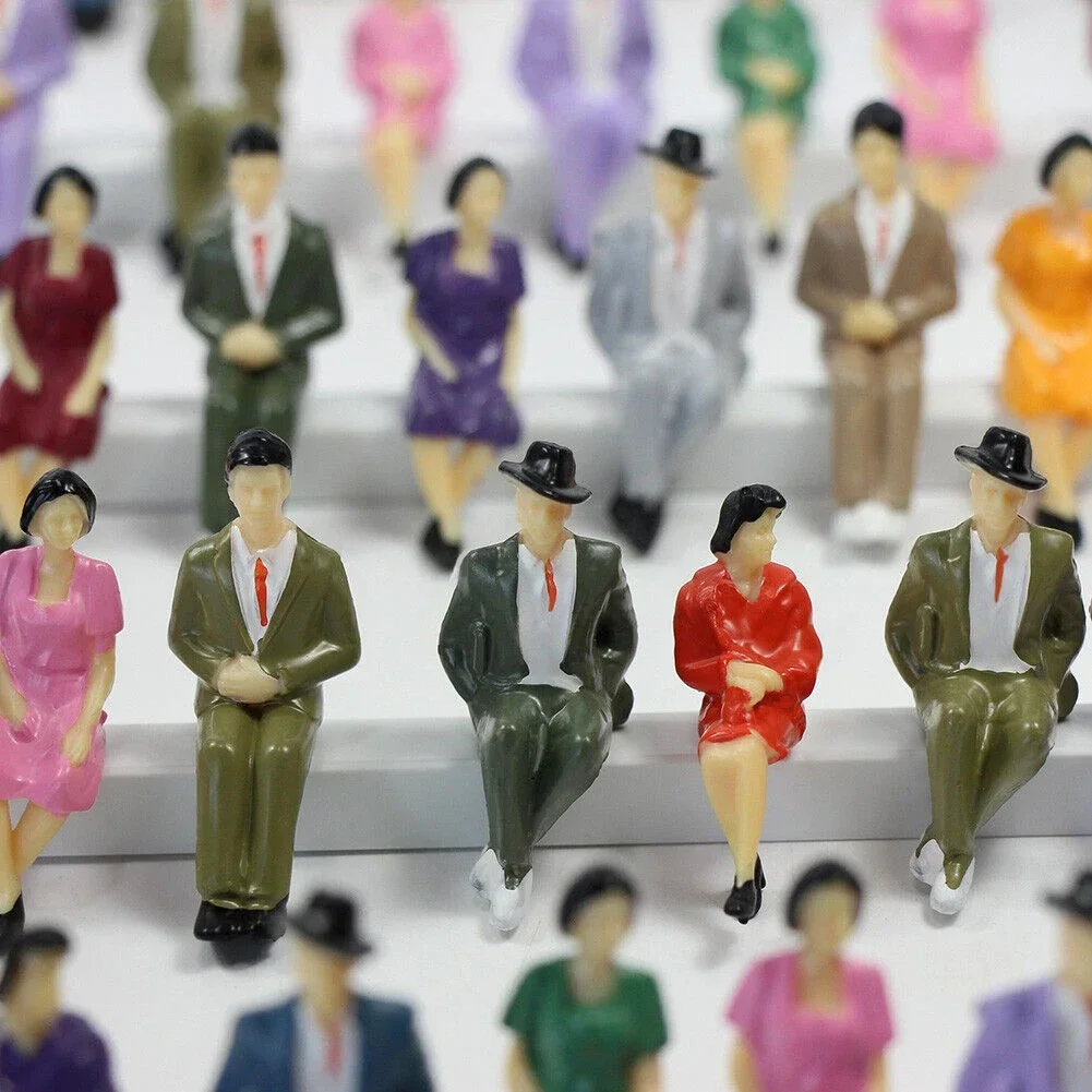 50Pcs Sitting Figures Scale 1:32 Model Figures People Track 1 Painted Color Model Doll Simulation Crafts Garden Decoration