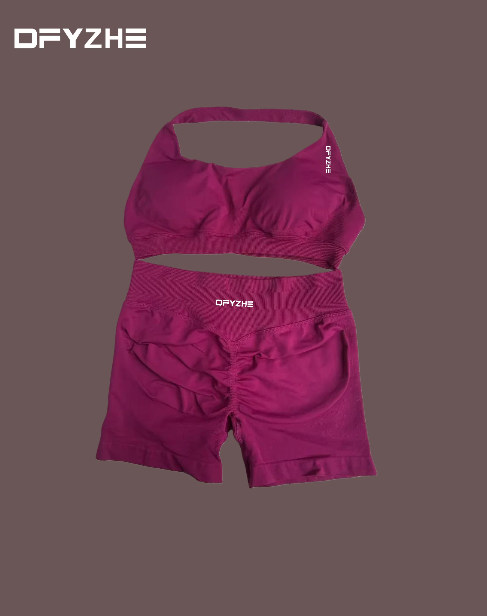 DFYZHE tweedelige set zonder oefeningen voor dames, fitnessbeha, naadloze yogashorts, oefen- en fitnesskledingset, gymleggingset