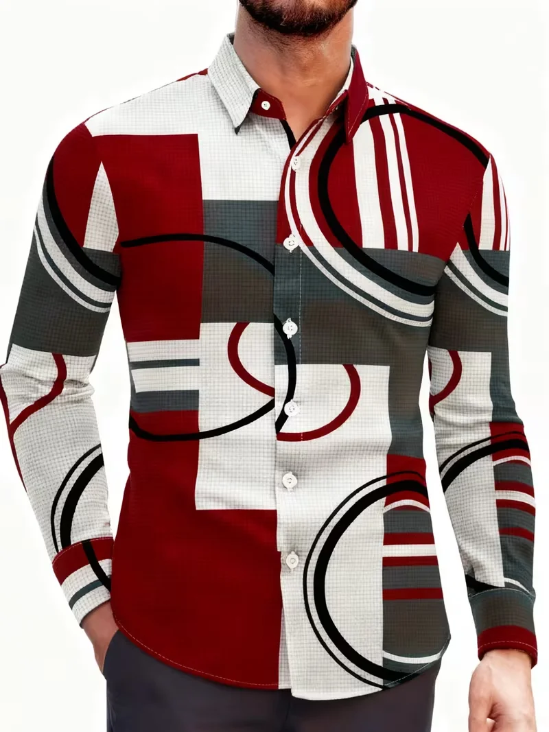 New Men's Long Sleeved Shirt, Checkered Shirt, Casual, Fashionable, Comfortable, High-Quality Top, Men's Clothing