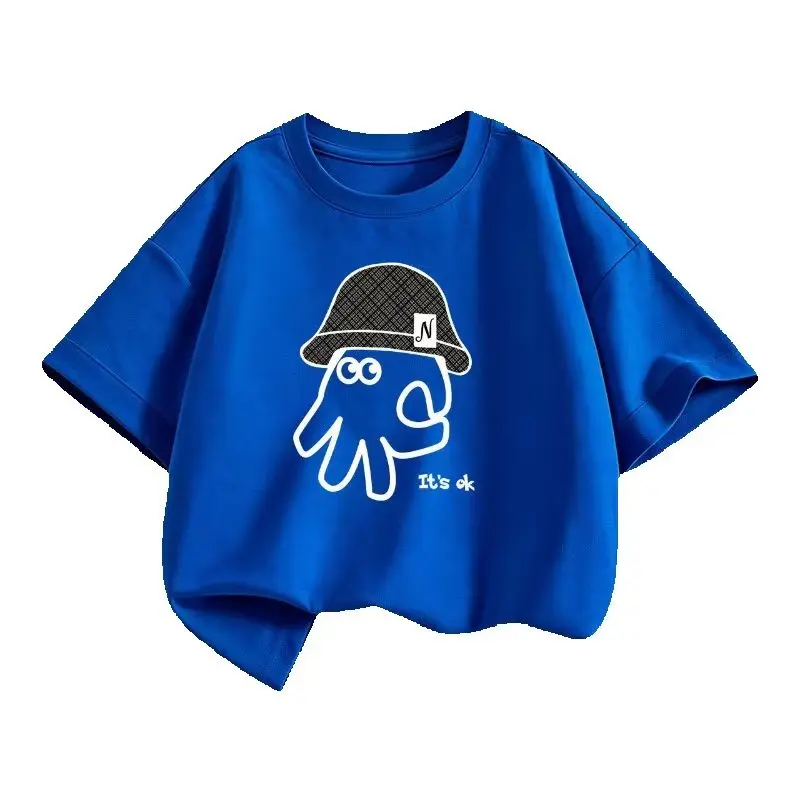 Personalized Ok Octopus Men's and Women's Clothing 2026 New Thin Top Casual Cool Summer Clothing Breathable Parent-child T-shirt