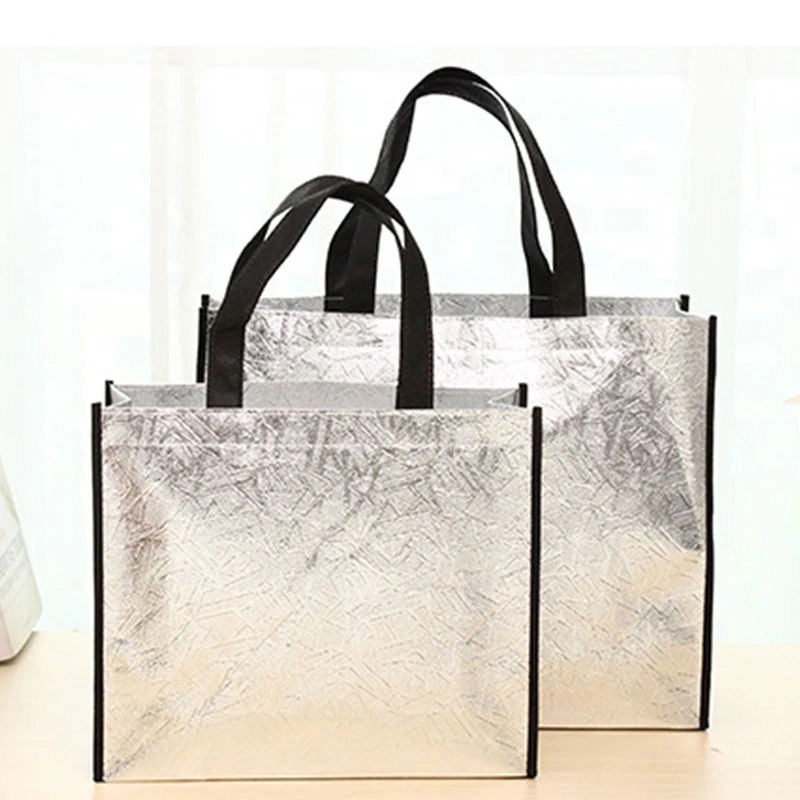 2022 New Foldable Laser Shopping Bag Reusable Eco Tote Waterproof Fabric Non-woven Bag