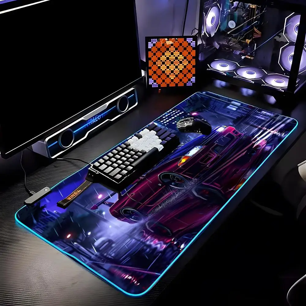 

Anime GTR Mouse Pad RGB HD Mousepad Pad Rug Desk Mat Computer Gaming PC Accessories Rubber Keyboard LED Mats