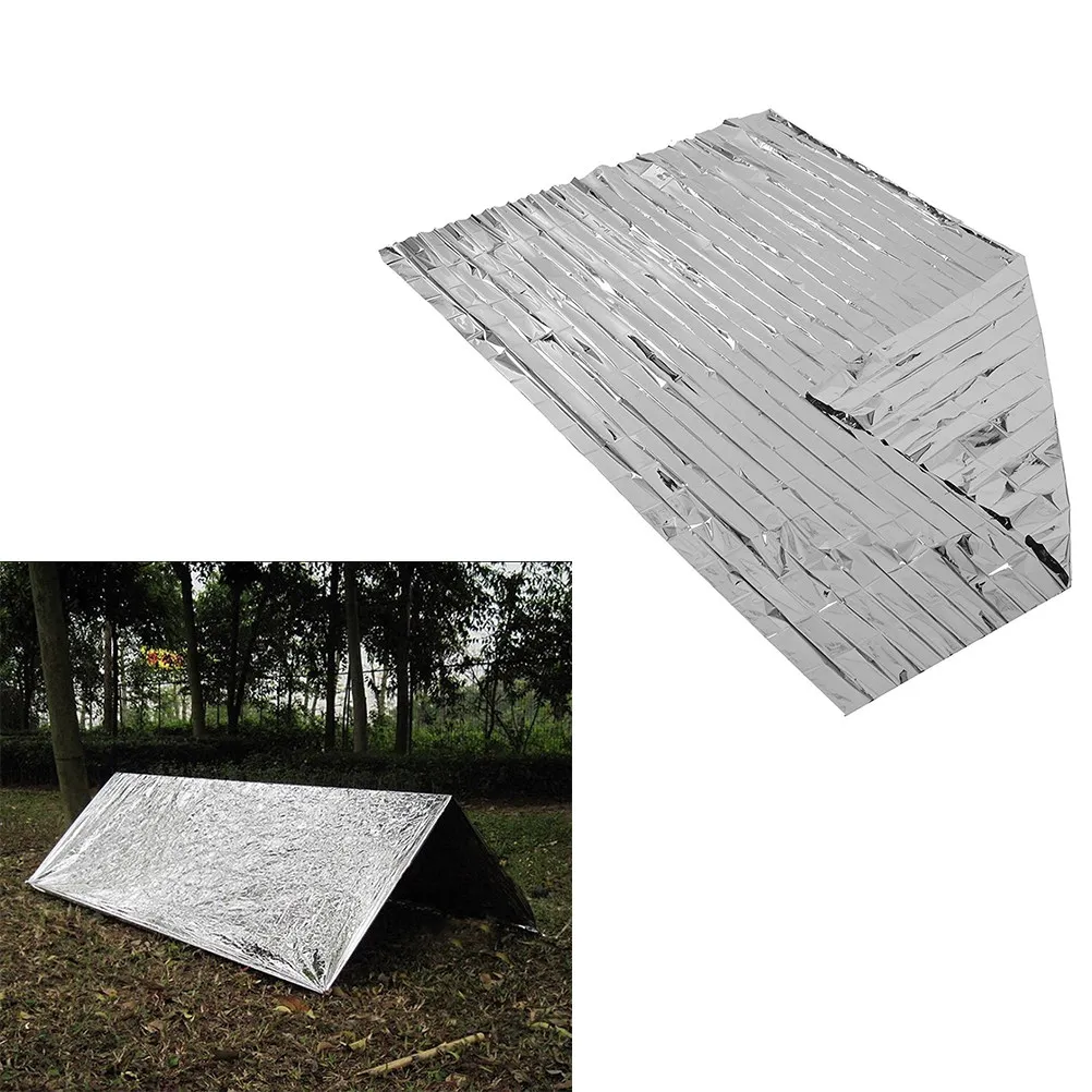 

10 шт. аварийных одеял 210x130 мм, серебристые, светоотражающие, для выживания, для походов, альпинизма, защиты от ветра и дождя