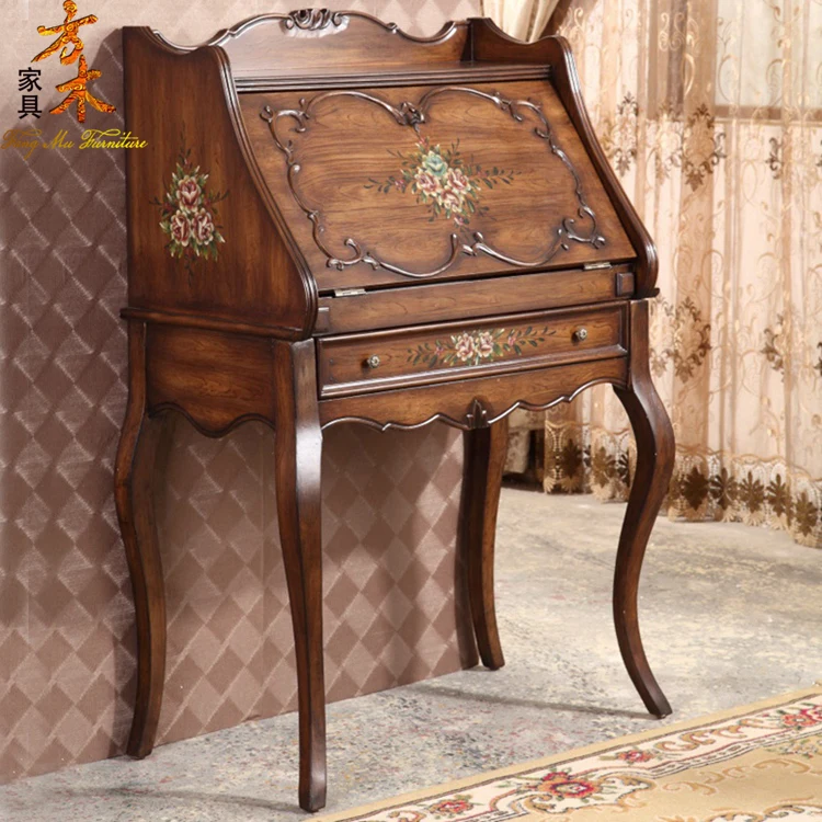 European Laptop Desk American Makeup Table Solid Wood Dressing Table Classical Secretarial Cabinet Book