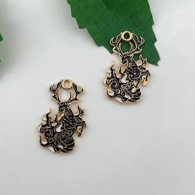 10pcs Crow Bird Charm for Jewelry Making Enamel Earring Pendant Necklace Bracelet Accessories Diy Craft Supplies Alloy Metal