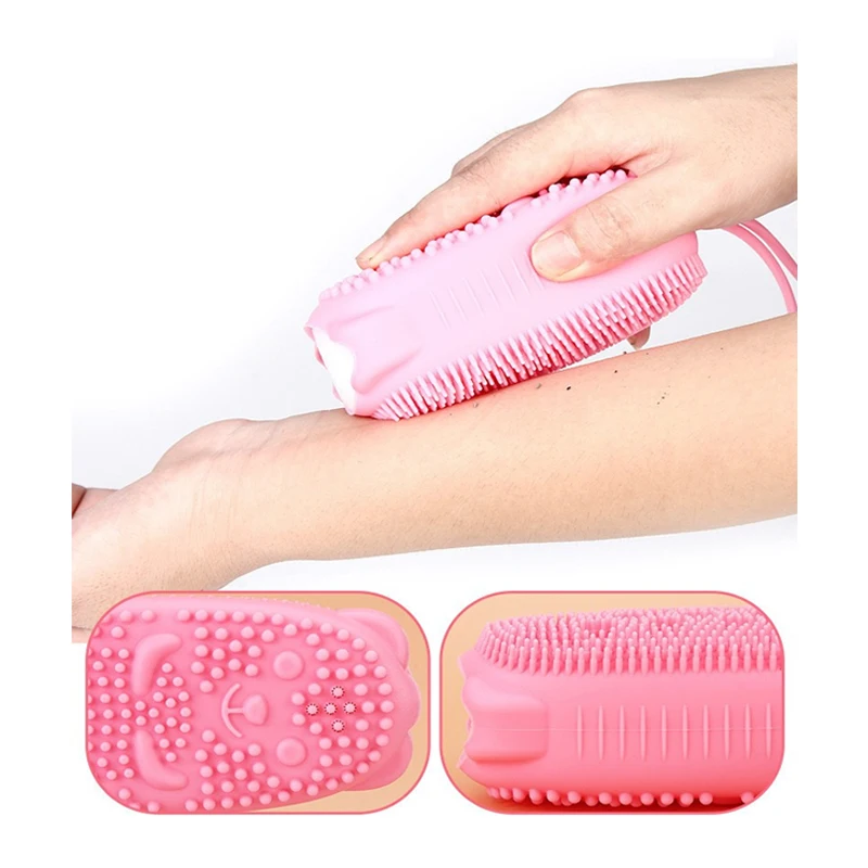 Spazzola doccia detergente spazzole da bagno Scrubber per il corpo uso su due lati massaggio in Silicone spazzole da bagno Relax accessori Spa per