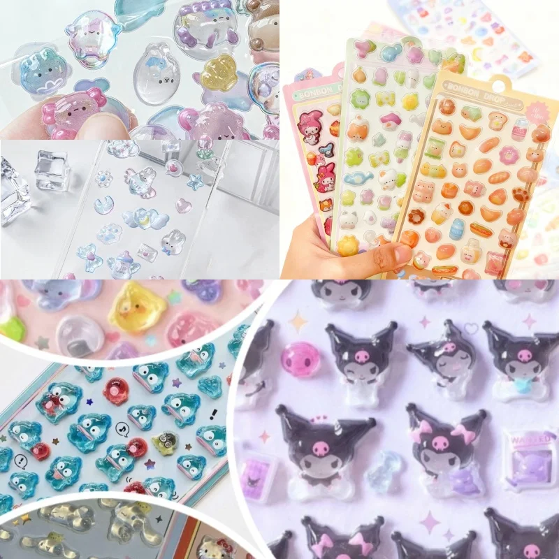 Heißer Zufällig Verkauf Sanrio 3D Geprägte Aufkleber Kuromi Nette Cartoon DIY Mobile Fall Dekoration Dreidimensionale Aufkleber Geschenk ﻿