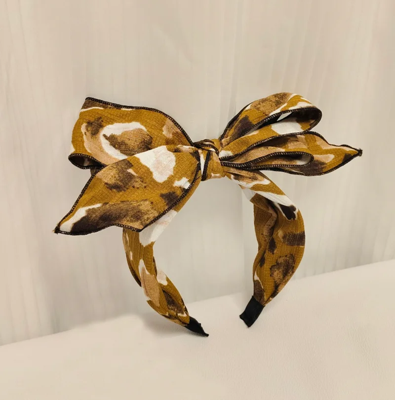 

Texture Pattern Printed Bow Knot Headband Vintage Travel Hairband Face Wash Hair Hoop Women Hair Accessories and Headwear