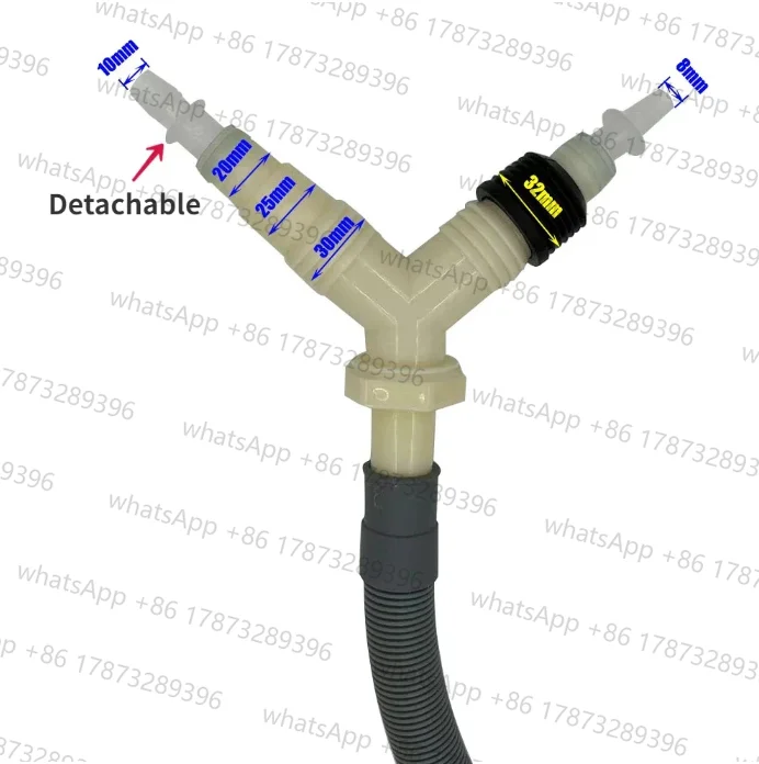 Drainage hose downpipe tee adapter for dryer washing machine drain With extended  10mm 8mm Four-way drainage pipe joint fitting