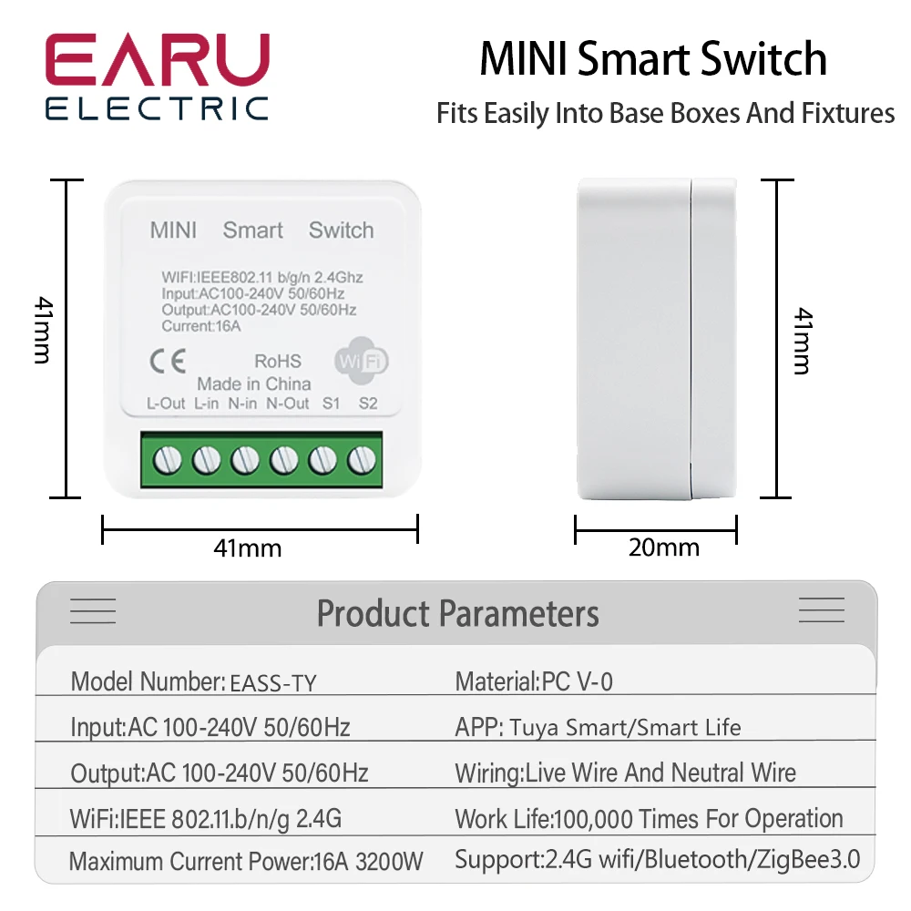 16A Mini Tuya WiFi ZigBee Smart Life interruttore remoto a luce LED 1/2 vie modulo interruttore relè fai da te Controller Timer Alexa Google Home