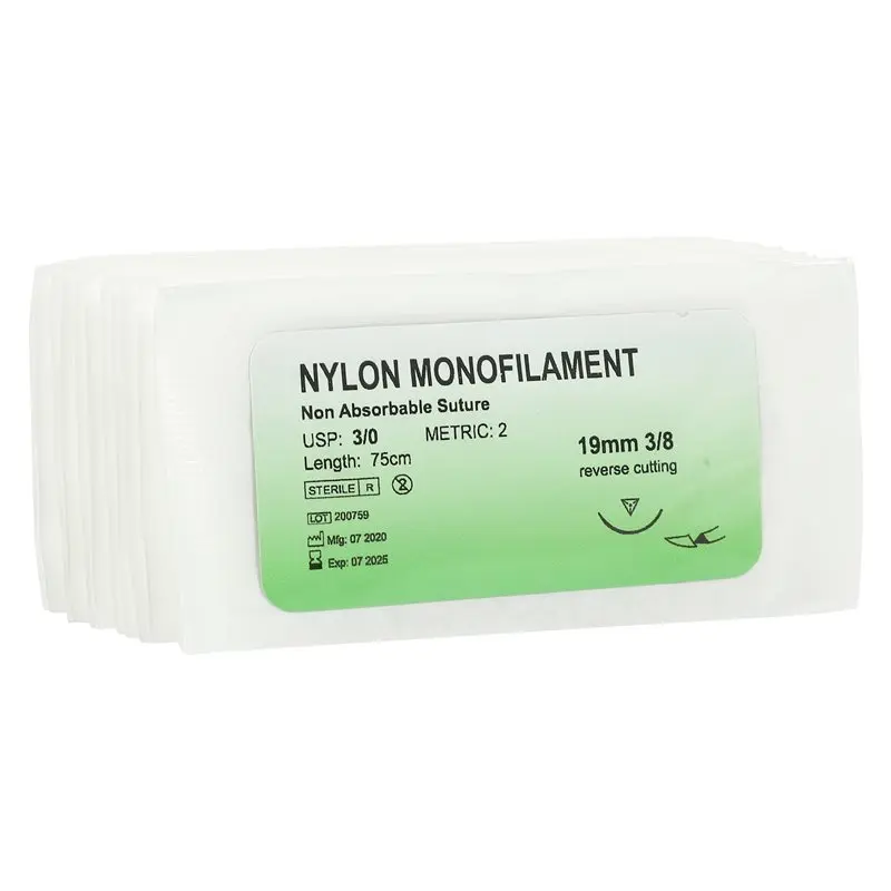 Y51A 60 Pcs Needle Suture Nylon Monofilament Thread Suture Practice Kit 3/0 for Teaching Demonstration Study