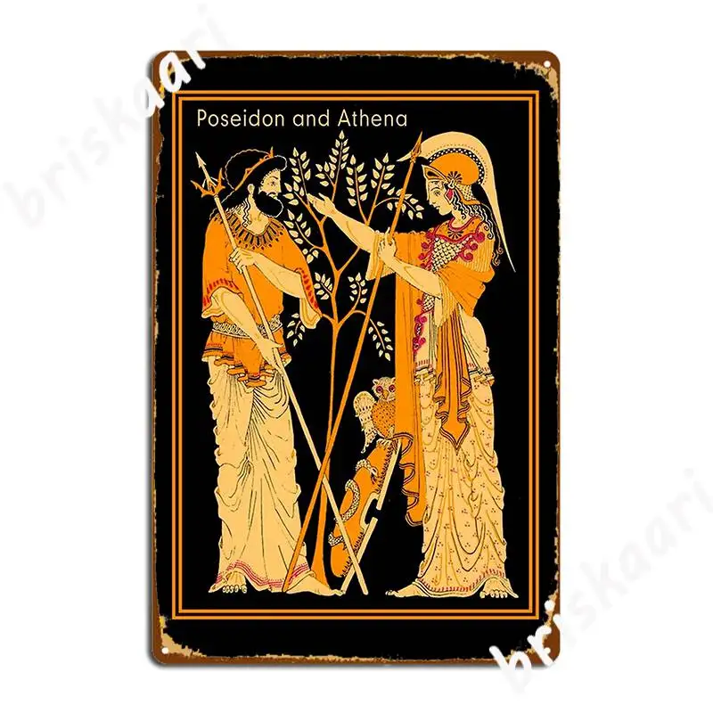 Poseidon And Athena Vintage Greek God And Goddess Print Metal Plaque Poster Plaques Wall Pub Customize Tin Sign Poster