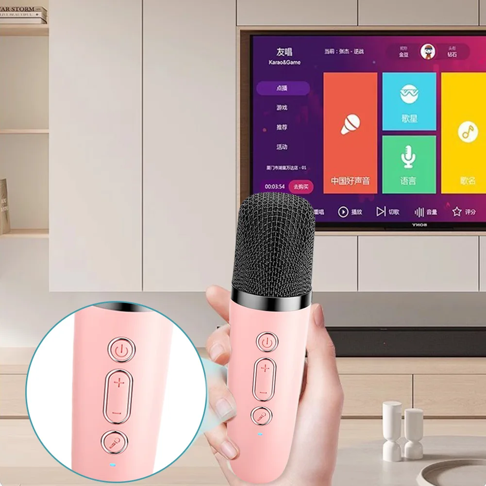 Bluetooth-совместимые мини-динамики для домашнего кинотеатра 5.3 с беспроводным микрофоном, небольшой динамик, регулируемые светодиодные фонари, подарки для детей и взрослых