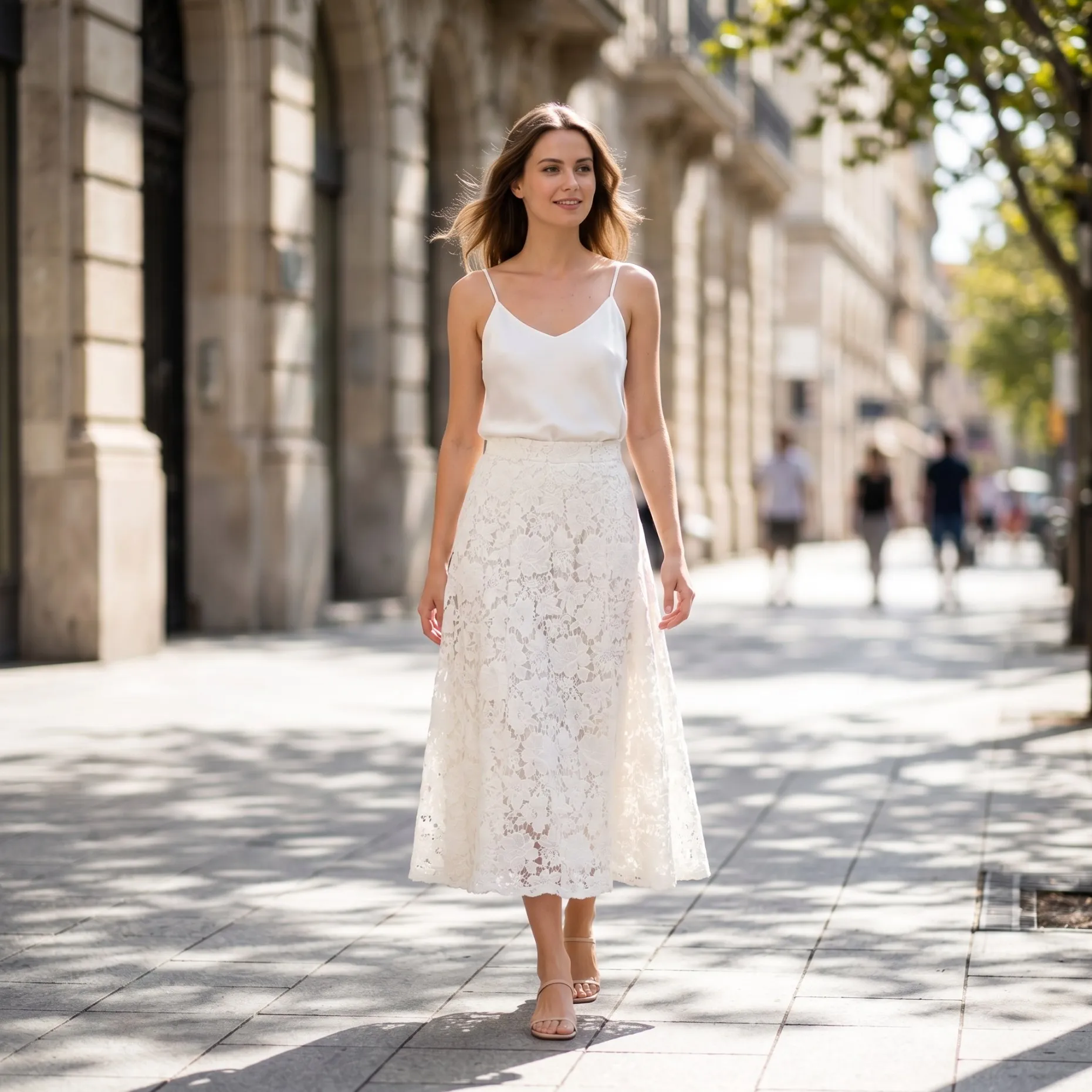 Ladies Casual Skirt Simple Design High Waist Midi Skirt  Women Fashion Midi Skirt Soft Fabric Casual Style BA0981