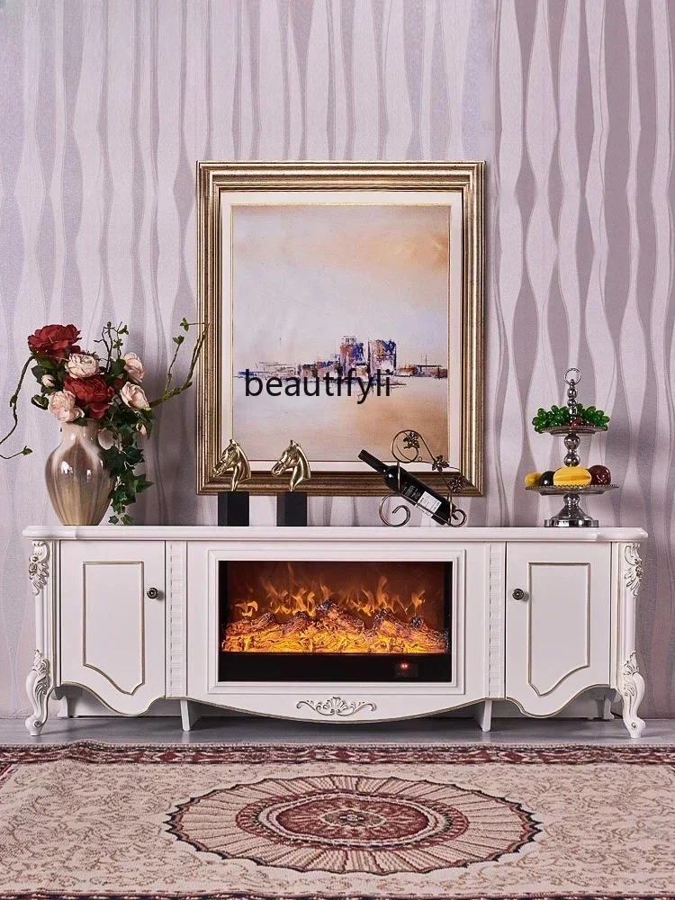 

LJYEuropean Fireplace TV Cabinet Fireplace Mantel Decorative Heating Fireplace Core Simulation Flame