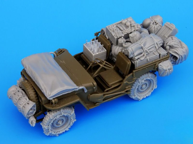 1/35 Scale Die-Cast Resin Model Assembled Kit US Jeep Accessories Set (No Car) Unassembled and Unpainted