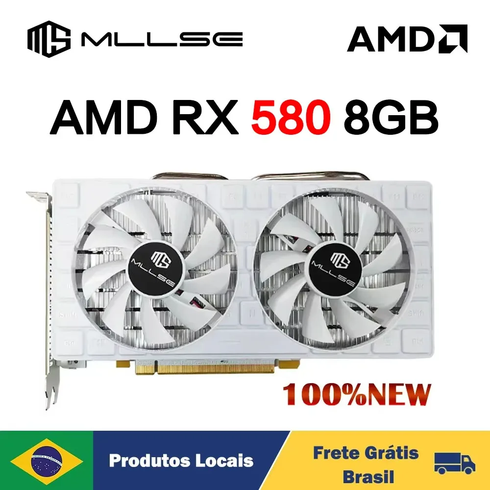 MLLSE AMD RX580 8GB Placa De Video Gaming GDDR5 256Bit PCI Express 3,0 × 16 Radeon RX 580 6Pin HD + DP + HDMI GPU ordenador