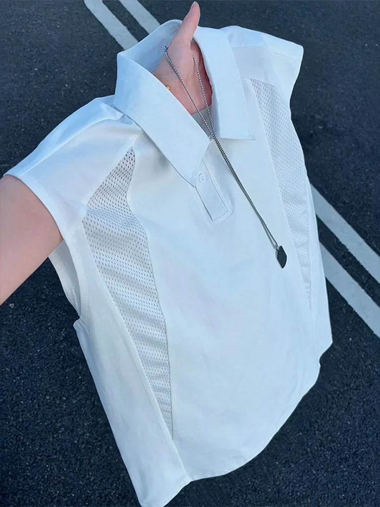 White Quick Dry Sports Vest Men's Summer Breathable Sleeveless  Shirt Shoulder Pad Casual Loose Fit Youth Popular Style