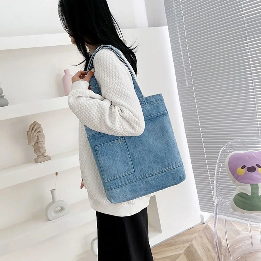 Teens School Bag Makeup Lipstick Bags Purse Wallets Letter Cosmetric Bag Women Handbag Denim Ins Shoulder Bags Korean Tote Bag red pink square barbie bags shoulder messenger handbag crossbody silicone purse anime accessories kids toys for girls cutie gift