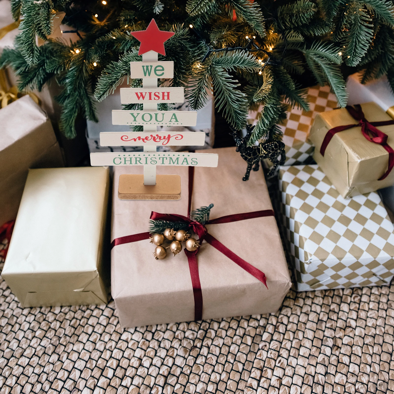 Decoração de árvore de natal decorações de natal pequenos enfeites de natal bambu artificial