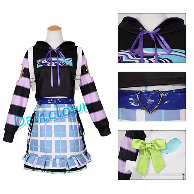 Az15Anime PJSK Project Sekai الملونة المرحلة الفذ 25ji Nightcord At 25 Akiyama Mizuki Mafuyu Asahina تأثيري فستان مُصمم حسب الطلب شعر مستعار