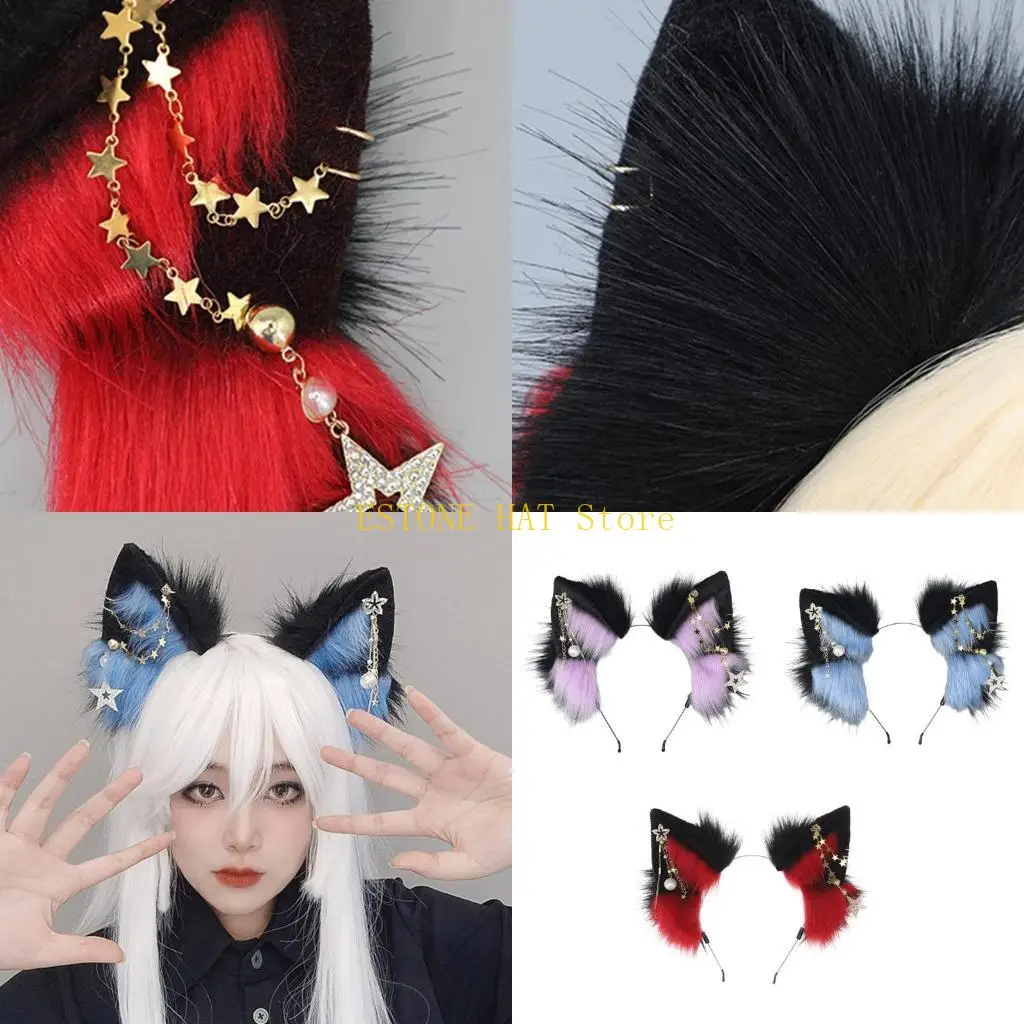 

49MF COSPLAY Wolf Ears Animal Ear Headband with Sparkling Star Furry Kitten Carnivals Party Party Costume Devil
