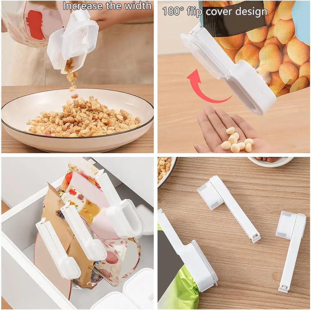 Chip Bag Closure Clips With Lid Snack Sealing Clip Sealing Clip For Oct Beans Plastic Lid Sealer Clip With Pour Spouts For K9E8