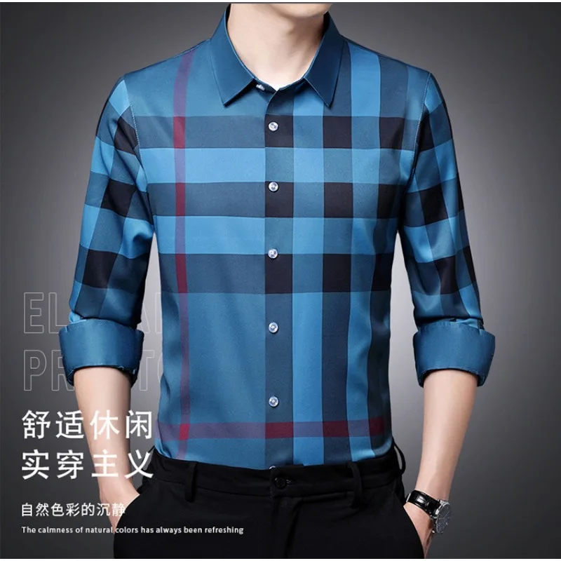 2023 Spring and Autumn New Business Plaid Men's Shirts Luxury Long Sleeve Classic Casual Men's Shirts Slim Fit Men's Wear