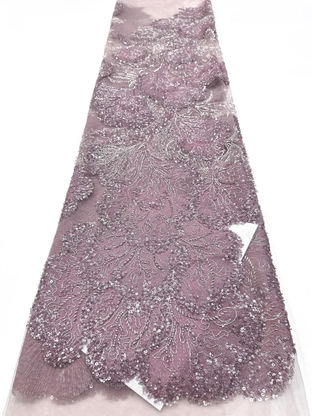 

Pink African Beaded Mesh Embroidered Lace Fabric 2026 Elegant French Bridal Sequined Lace Fabric Bridal Party Wedding Gown