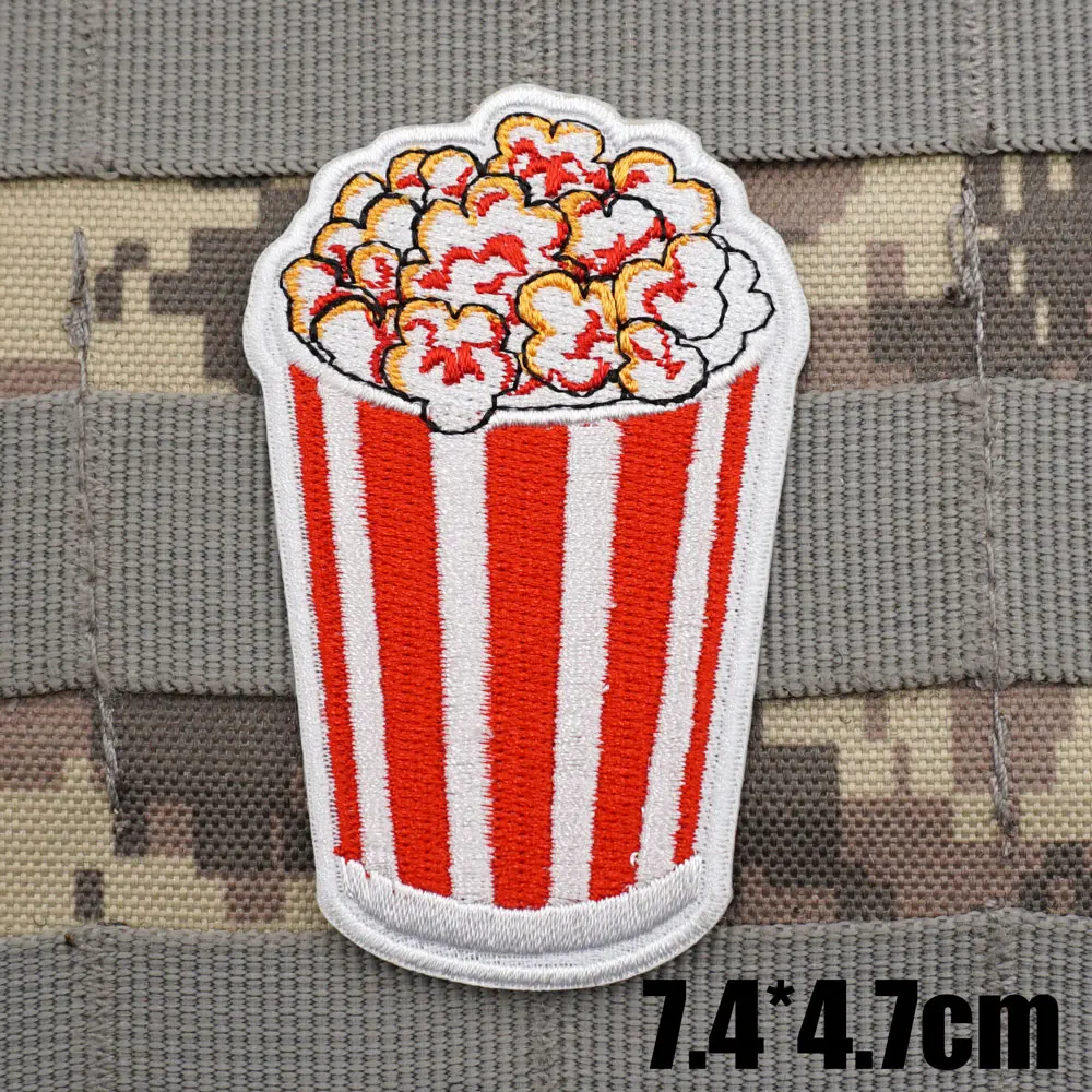 Parches bordados tácticos militares de palomitas de maíz, insignia de mochila de brazalete con gancho de respaldo para ropa