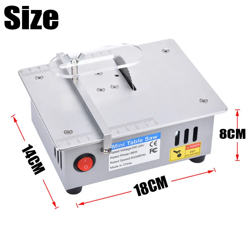 Mini Table Saw Woodworking Electric Small Bench Saw Handmade DIY Hobby Model Crafts Cutting Tool 775 Motor 96W 63mm HSS Blade