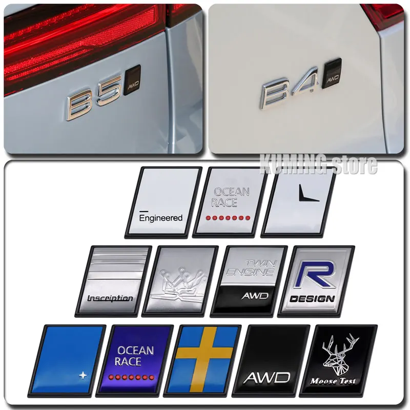 Schwarzer Rand Metall Abzeichen r Design awd Elch Test Logo Aufkleber Auto Aufkleber für Volvo Ocean v40 v60 v90 xc60 xc90 xc40 s60 s90 s80