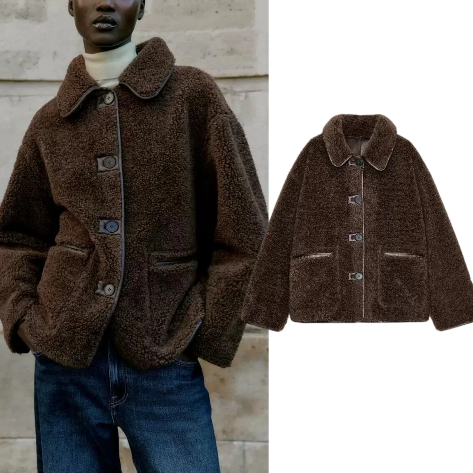 Autumn New Arrival Women's Double-Faced Long Sleeve Turn-down Collar Coat Warm Cotton Polyester Lady's Standard Fit Outerwear