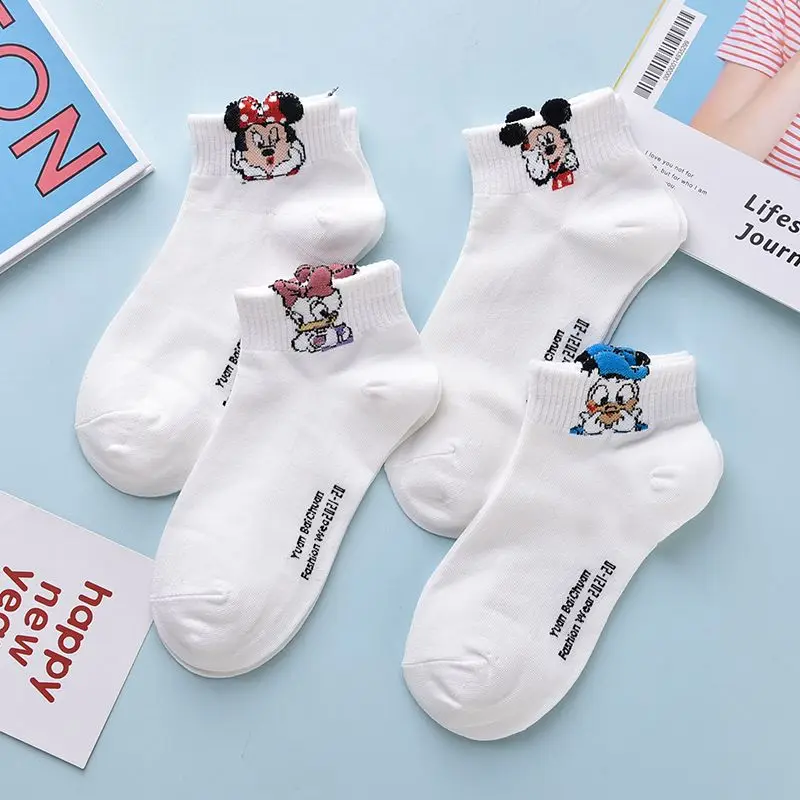 White socks for women Korean version cartoon Mickey boat socks for women summer thin low-cut shallow socks cute student gifts