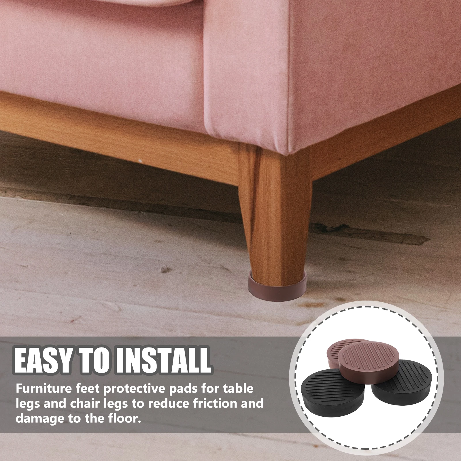 

4 Pcs 2 Inch Round Furniture Caster Cups Rubber Feet Anti Slip Floor Protectors Durable Couch Stoppers Chair Leg Pads Table Leg