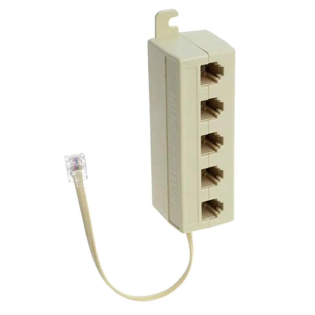 Telephone Splitters, Modular Telephone Converter Cable - RJ11 6P4C Telephone Wall Adapter & Splitter, White